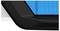 Corner of a black frame with a blue, textured section in the background; possibly part of a device or machine.