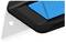 A blue tool with a black handle and a triangular metal cutting edge, suitable for cutting or scraping surfaces.