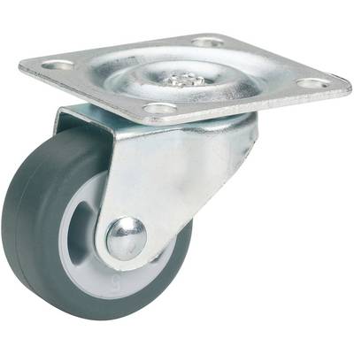 Metal swivel castor with grey wheel. Suitable for furniture or equipment that needs to be mobile.