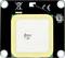 A square GPS antenna with a black circuit board, yellow border and central metal point. At the top are symbols for disposal and CE marking.