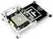 A transparent casing with an electronic component showing the Wi-Fi symbol and a "T". Used for wireless communication.