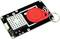 A PCB with a red RFID tag on it. The board has connectors and displays an NFC (Near Field Communication) logo.