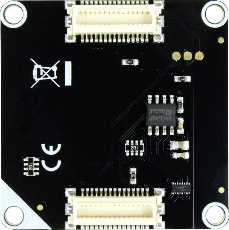 A black electronic circuit board with multiple gold-coloured connectors and integrated electronic components.