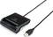 A black USB card reader with a long cable for reading and writing memory cards.