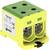 Yellow electrical terminal module with a green top surface, marked with 'VC05-0027' and technical specifications for cable diameter.