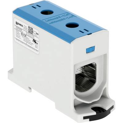 Compact current transformer in a rectangular shape with a blue top surface and a technical label on the side.