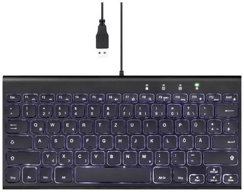 Perixx PERIBOARD-429 DE USB Keyboard German, QWERTZ Black Backlit