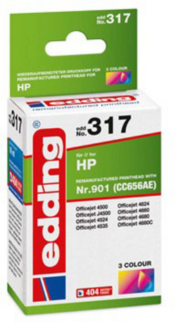 Edding Ink cartridge replaced HP 901, CC656AE Compatible Colour EDD-317 18-317