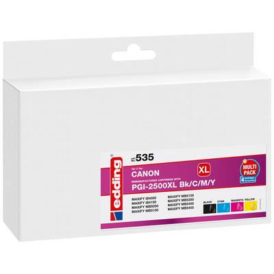 Canon Printer Ink Cartridge Pack PGI-2500XL, compatible with MAXIFY Models MB5450, MB5350, MB5050, MB5150. Colours: Black, Cyan, Magenta, Yellow.