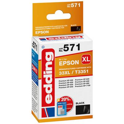 'Ink cartridge edding 571 for Epson, refilled, compatible with 33XL/T3351, black. Suitable for various Epson printer models.'