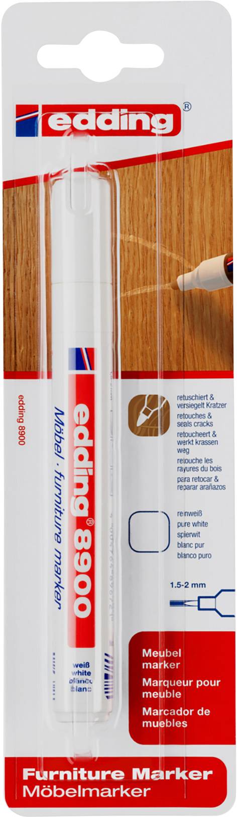 Edding 8900 4-8900-1-4624 Furniture marker pen Pure white 1.5 mm, 2 mm
