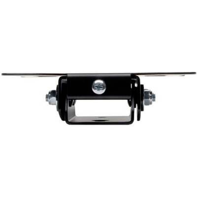 Metal bracket with screws and joints for adjusting or securing objects to flat surfaces.