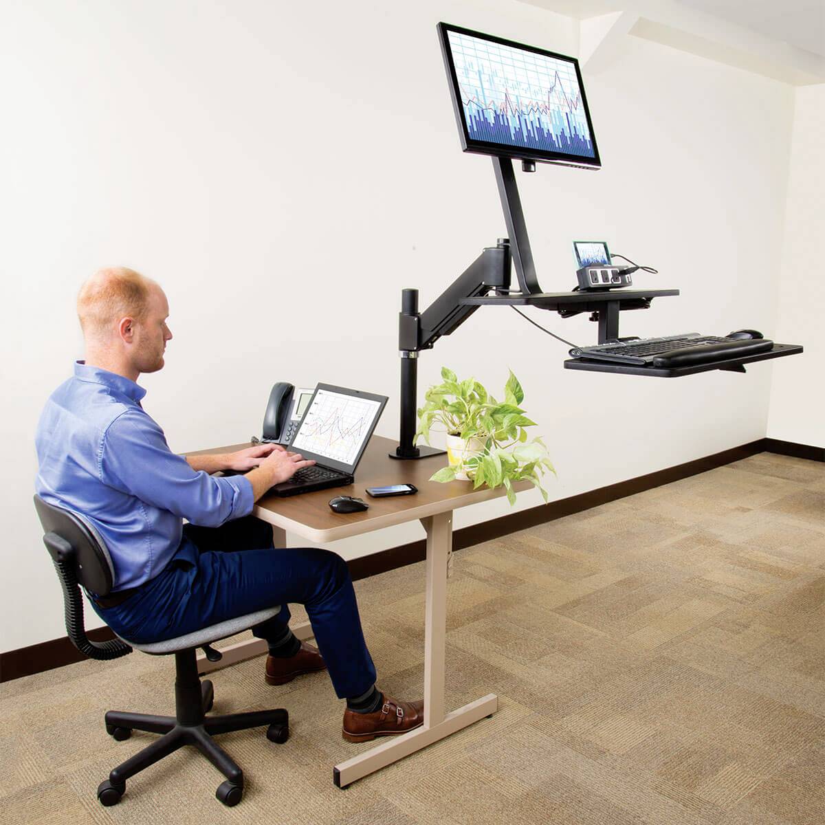 Tripp Lite Monitor desk mount 1 Display(s) 33,0 cm (13") - 68,6 cm (27") Black Rotatable, Retractable, Swivelling, Lapto-1