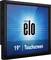 '19-inch Touchscreen by Elo, with a blue illuminated background and black border.'