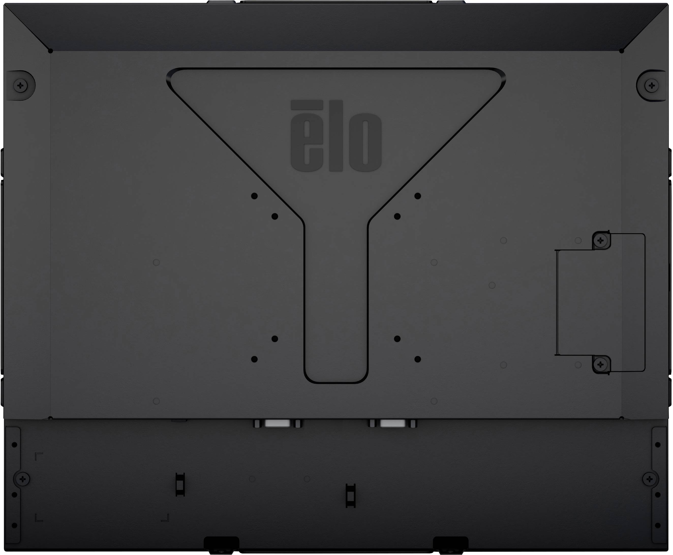 'Rear side of an ELO touchscreen with mounting fixtures.'
