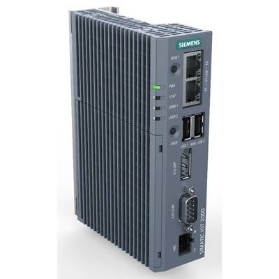 Industrial PC 'Siemens SIMATIC IOT2050' with network and USB ports, LED indicators, and ventilation slots.
