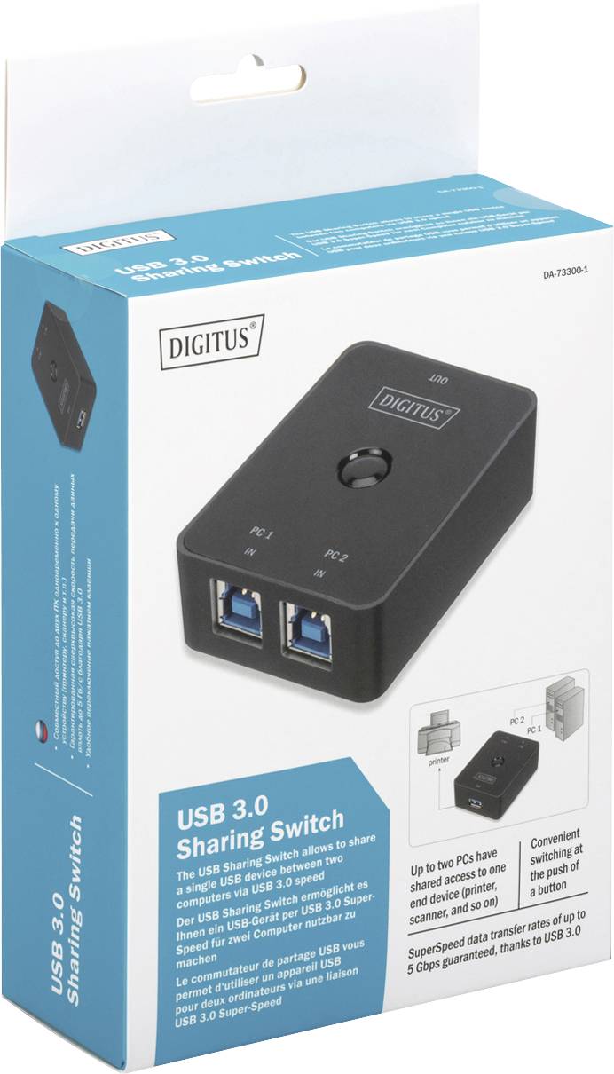 Digitus DA-73300-1 2 ports USB 3.2 1st Gen (USB 3.0) changeover switch Black-4