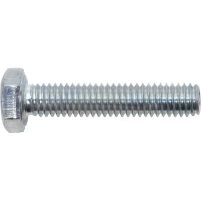 Metal hex head screw with full thread, silver-coloured.