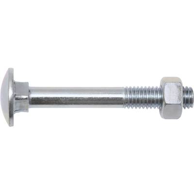 Metal screw with partial thread and hexagonal nut.