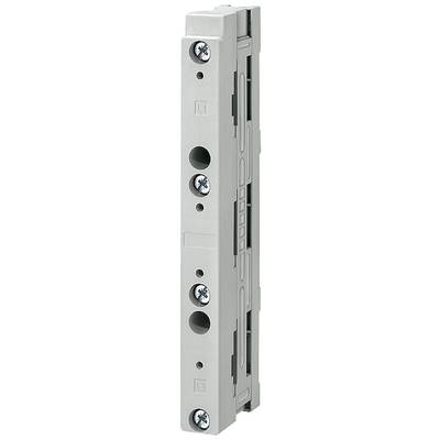 A grey, rectangular metal component with four visible screws and several circular apertures.