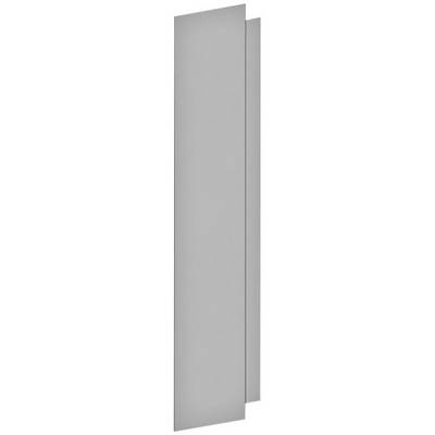 Grey metal element with three parallel panels of varying lengths, vertically aligned.