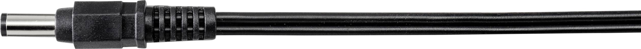 Black coaxial cable with metal connector, commonly used for transmitting audio and video signals.