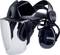 Black safety helmet with integrated clear visor and ear defenders. Suitable for workplaces with high noise levels.