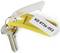 Yellow keyring with metal key and label 'KD 8736-053'.