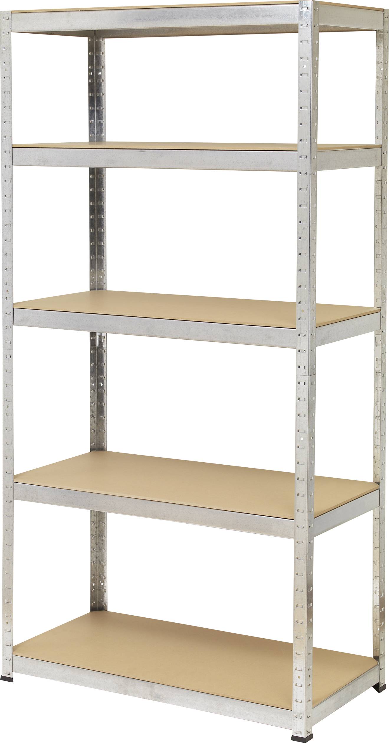 TOOLCRAFT 2265279 Heavy duty shelving 265 kg (W x H x D) 900 x 1800 x 450 mm Metal, MDF matt Galvanized, Silver Wood 1 pc(s)