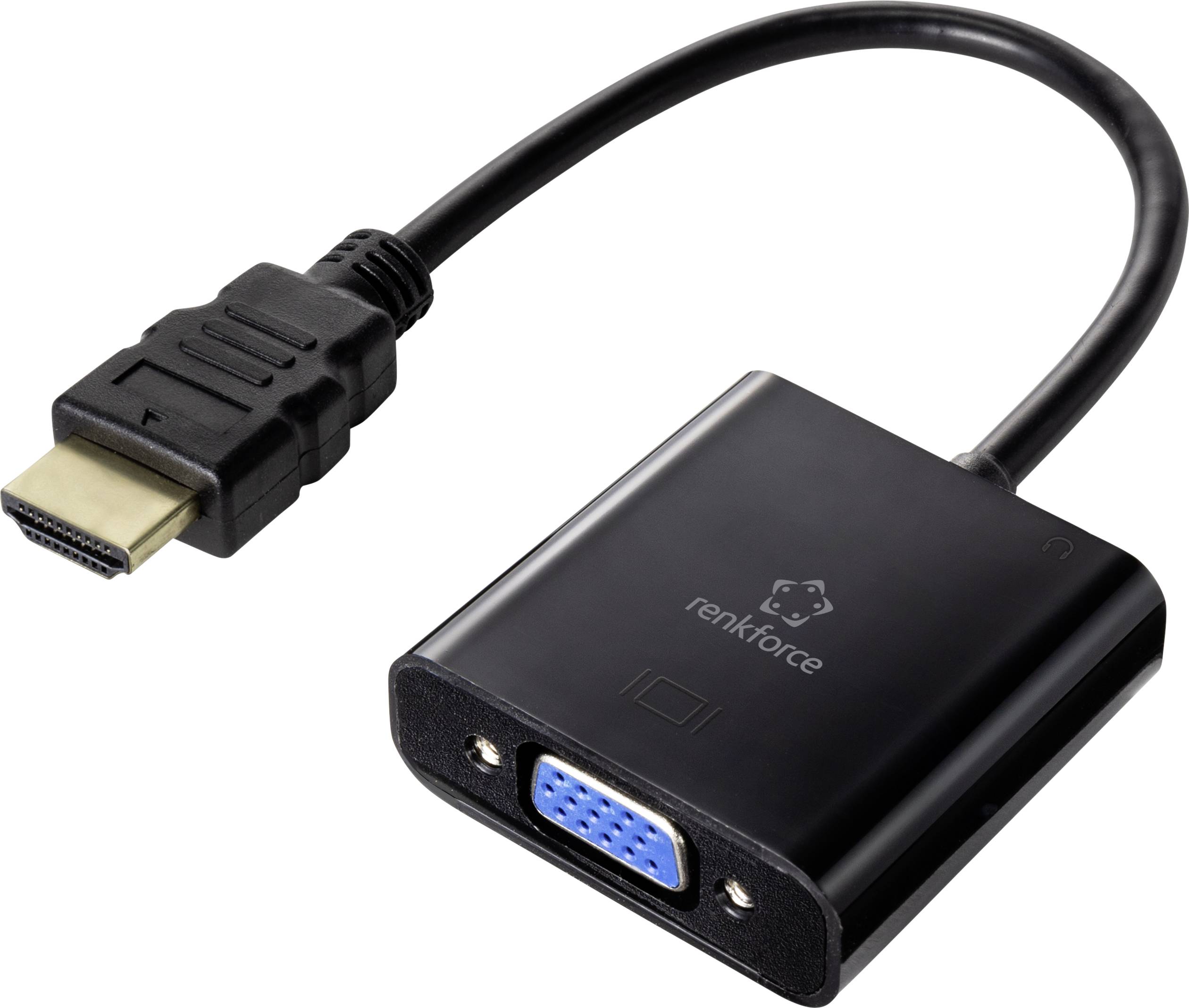 nuttet afbryde køkken Renkforce HDMI / VGA Adapter cable HDMI-A plug, VGA 15-pin socket 0.15 m  Black RF-4531578 double shielding HDMI cable | Conrad.com