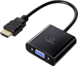 Renkforce HDMI / VGA Adapter cable HDMI-A plug, VGA 15-pin socket 0.15 m Black RF-4531578 double shielding HDMI cable