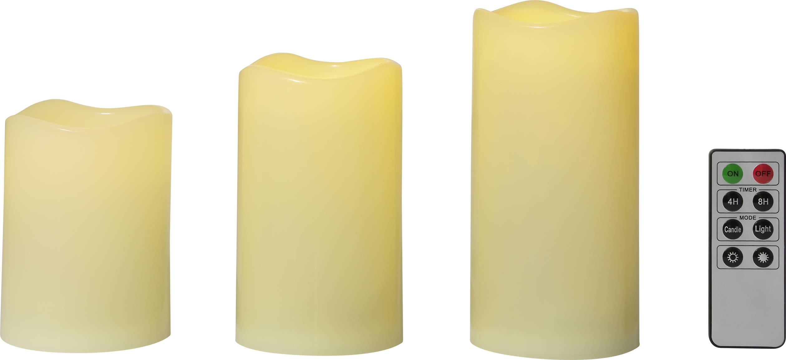 Sygonix SY-4531612 LED candle 3-piece set Ivory Warm white (Ø x H) 7.5 cm x 15 cm Timer-3