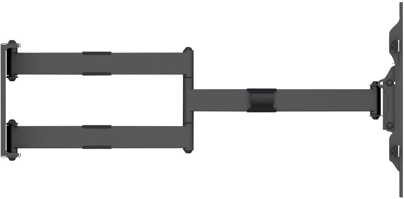 A retractable TV wall mount in black, suitable for various screen sizes. Ideal for flexible television positioning.