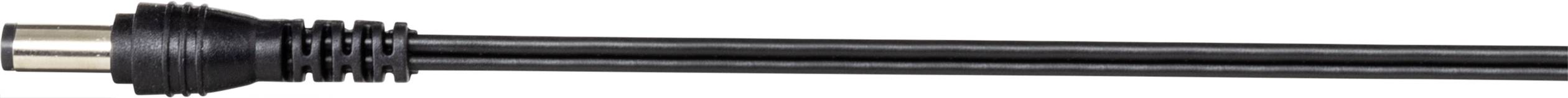 Cable with a black plug, used for connecting electronic devices.