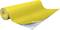 Yellow roll of insulating material partially unrolled against a white background.