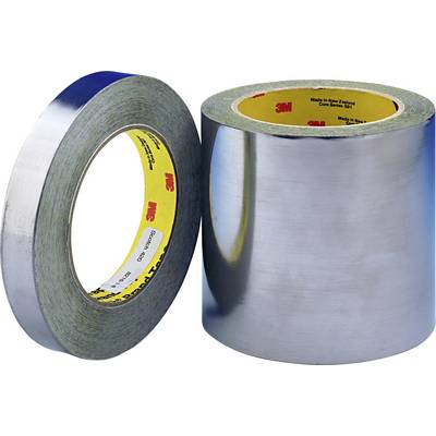 A silver and a wider aluminium adhesive tape standing side by side, upright with the 3M brand visible on the inside.