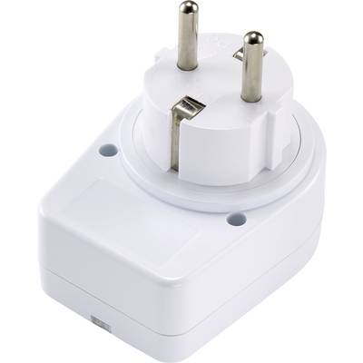 White intermediate plug with Euro plug, for extending existing sockets. Suitable for use in European power outlets.