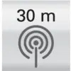'30 m' and a symbol representing a wireless connection; it may indicate a signal strength distance indicator.
