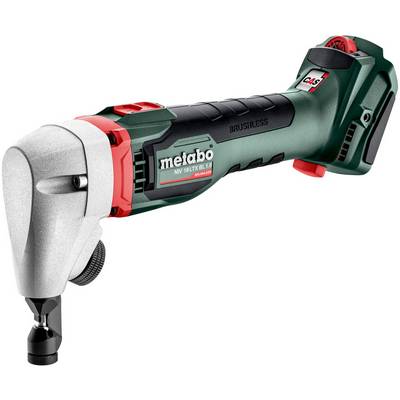 Cordless Metabo brushless right-angle drill attachment with chuck, shown on a white background.