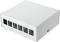 Silver metal housing with six rectangular openings on the front, suitable for electronic components or network equipment.