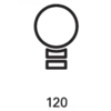 A white light bulb symbol with the number '120' underneath on a black background.
