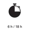 Stopwatch icon with a quarter-filled circle. Underneath it reads '6 h / 18 h', possibly indicating a time or countdown.