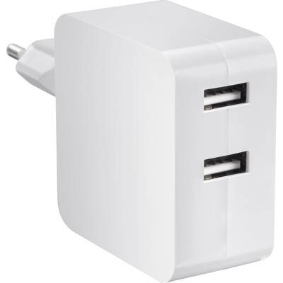 Image of VOLTCRAFT SPS-2400/2+WH-N USB charger 24 W Mains socket Max. output current 4800 mA No. of outputs: 2 x USB