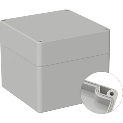 Rectangular grey enclosure with a removable cover, screws visible near the corner; detailed view of an inner edge.