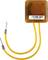 A small, rectangular electrical component with two yellow cables and a barcode label.