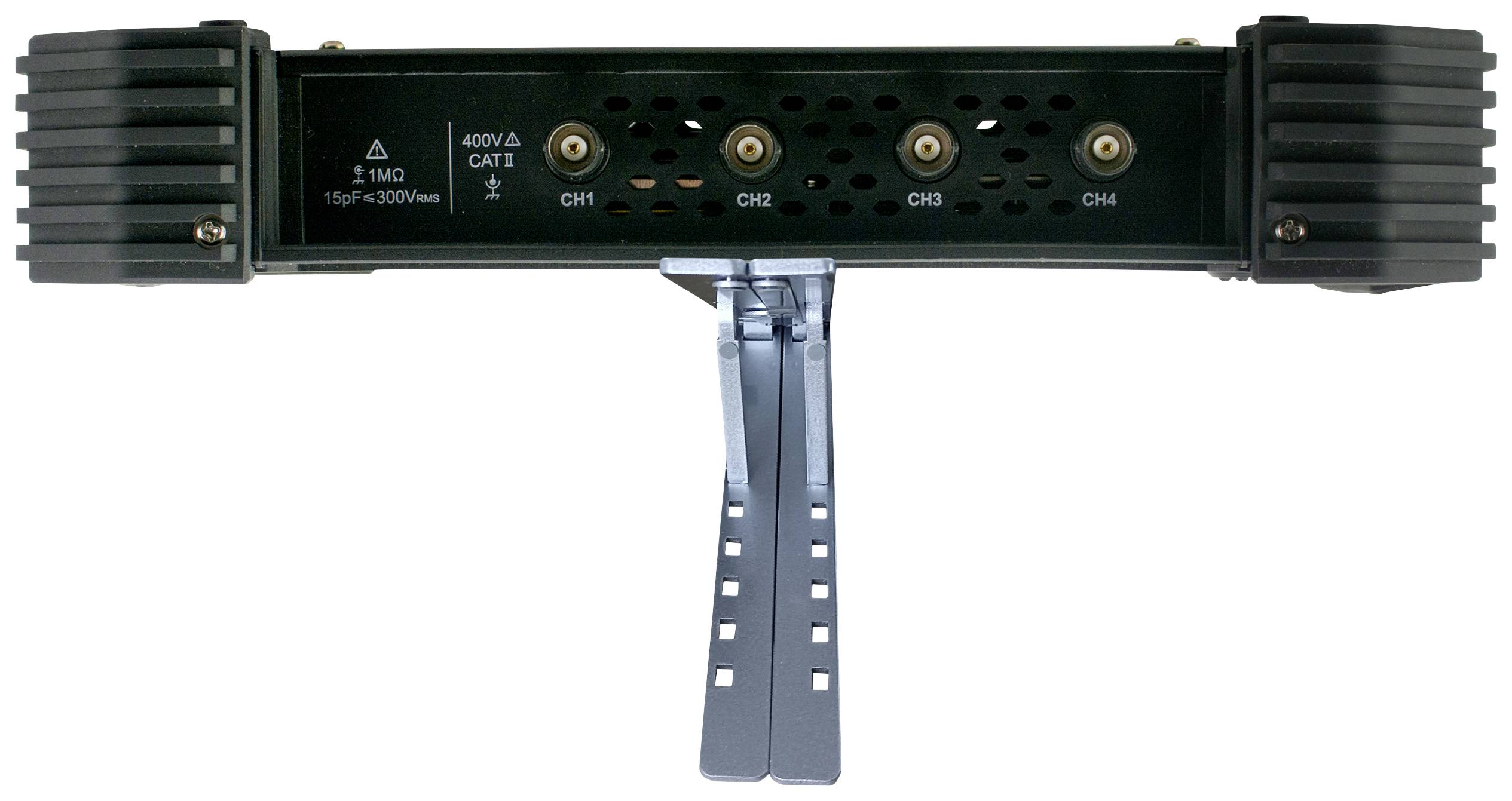 'Four-channel circuit from CH1 to CH4, marked with 400V CAT II and 1 MΩ.'