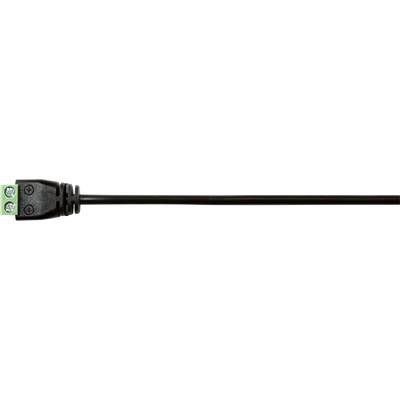 Black cable with rectangular plug and green connection terminal, two screws visible.