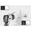 Handheld device measures surface temperature with infrared laser and displays humidity. Display range from -20°C to 65°C and 1% to 99% relative humidity.