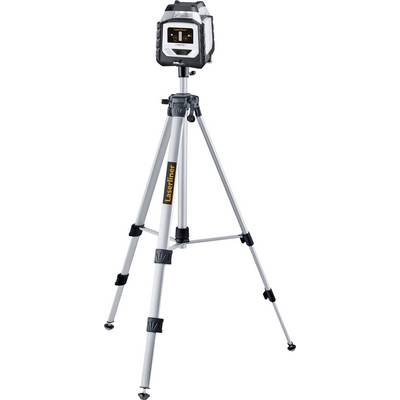 A laser levelling device stands on an adjustable tripod, suitable for precise alignment in construction work or measurements.