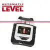 An automatic laser level with a digital display, black housing and white front panel, with the inscription 'Laserliner' underneath.